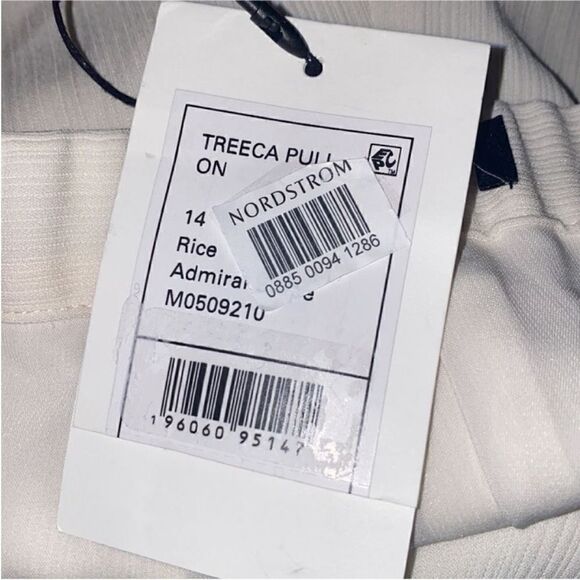 Theory NWT Treeca Pull-On Pant in Striped Admiral Crepe In Rice Size 14 - Picture 8 of 11